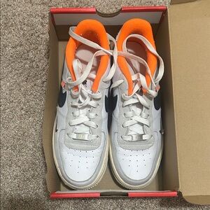Nike Kids White and Bright Orange Sneakers